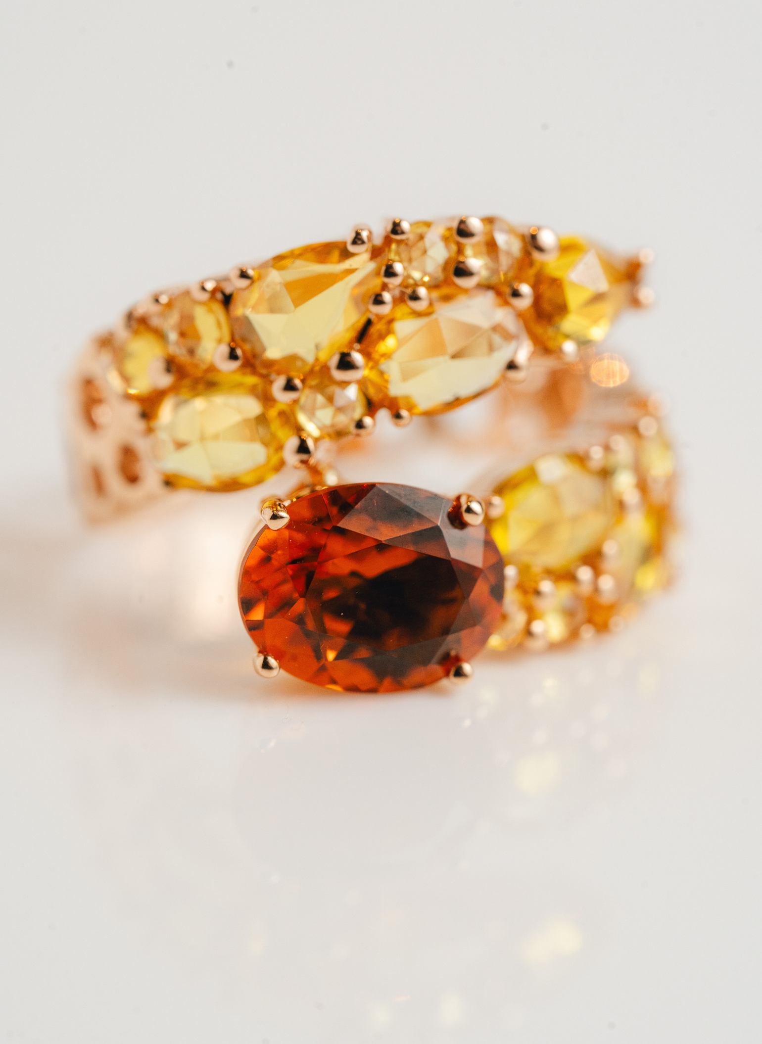 Gold and Yellow Sapphires Climbing Ring