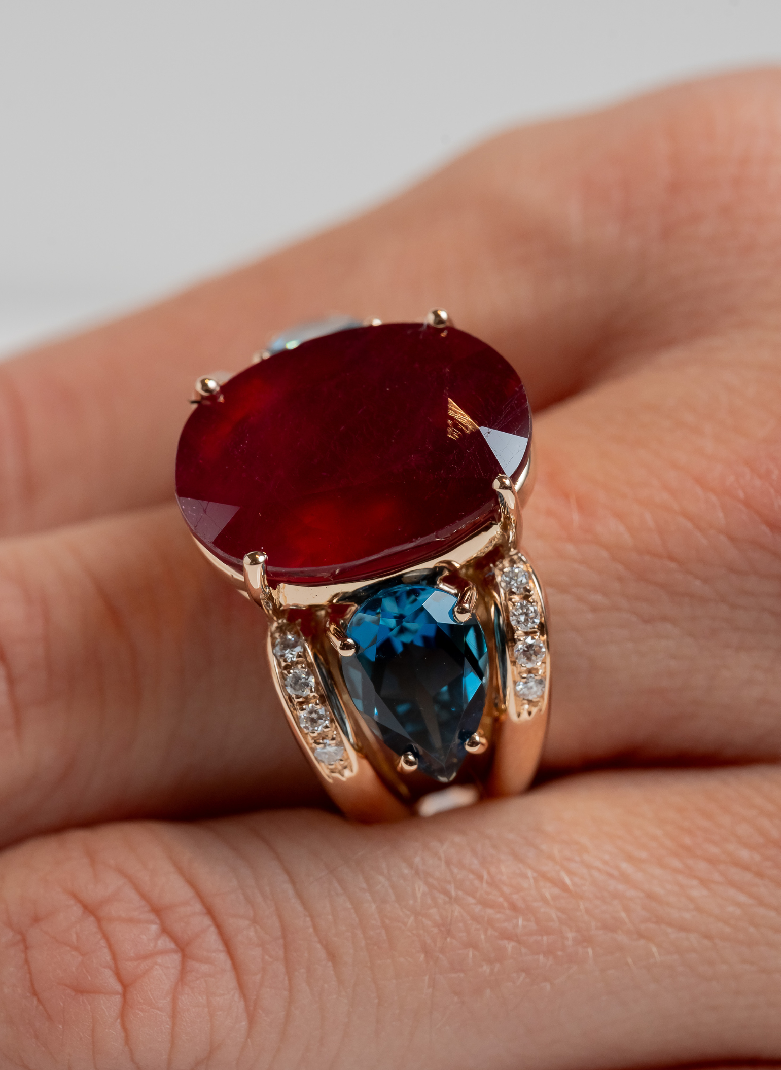 Le Gemme Ruby, Blue Topaz and Brilliant Ring