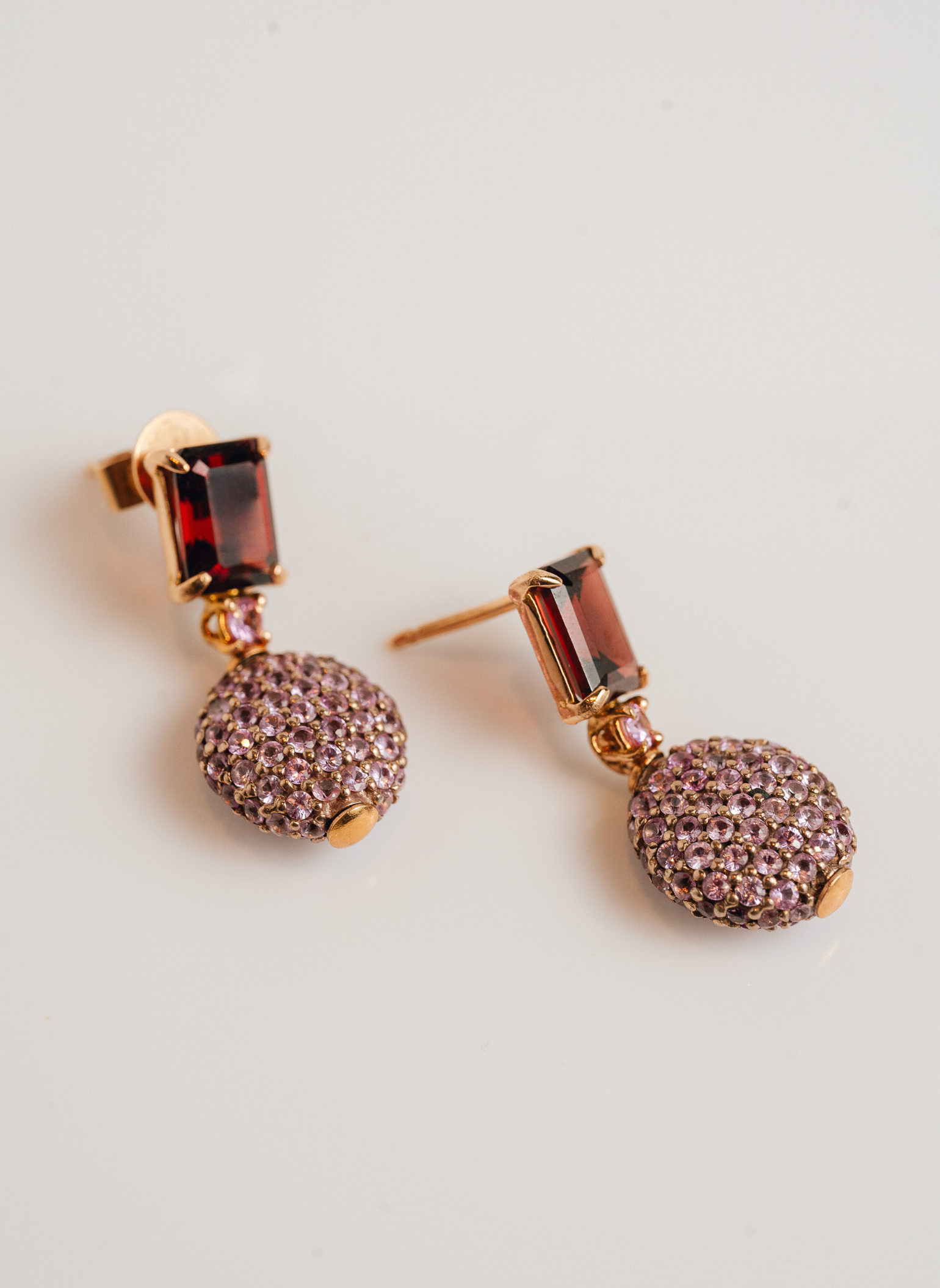 Le Gemme Red Quartz and Roses Earrings