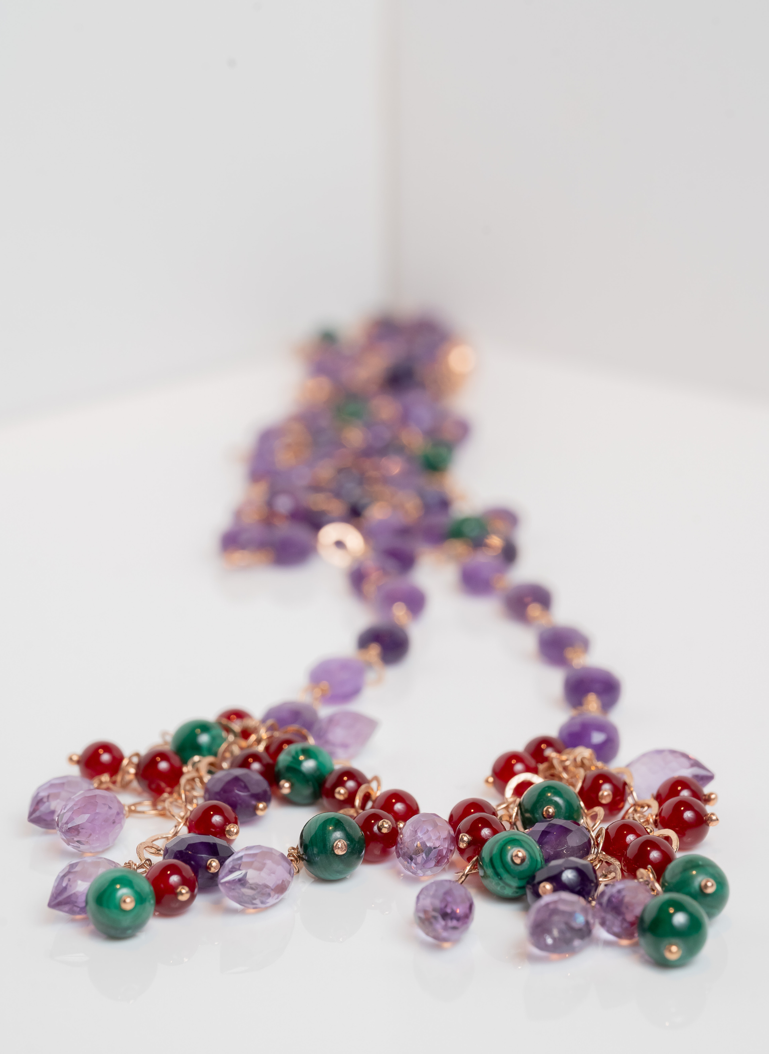 Le Gemme Amethyst, Malachite and Agate Necklace