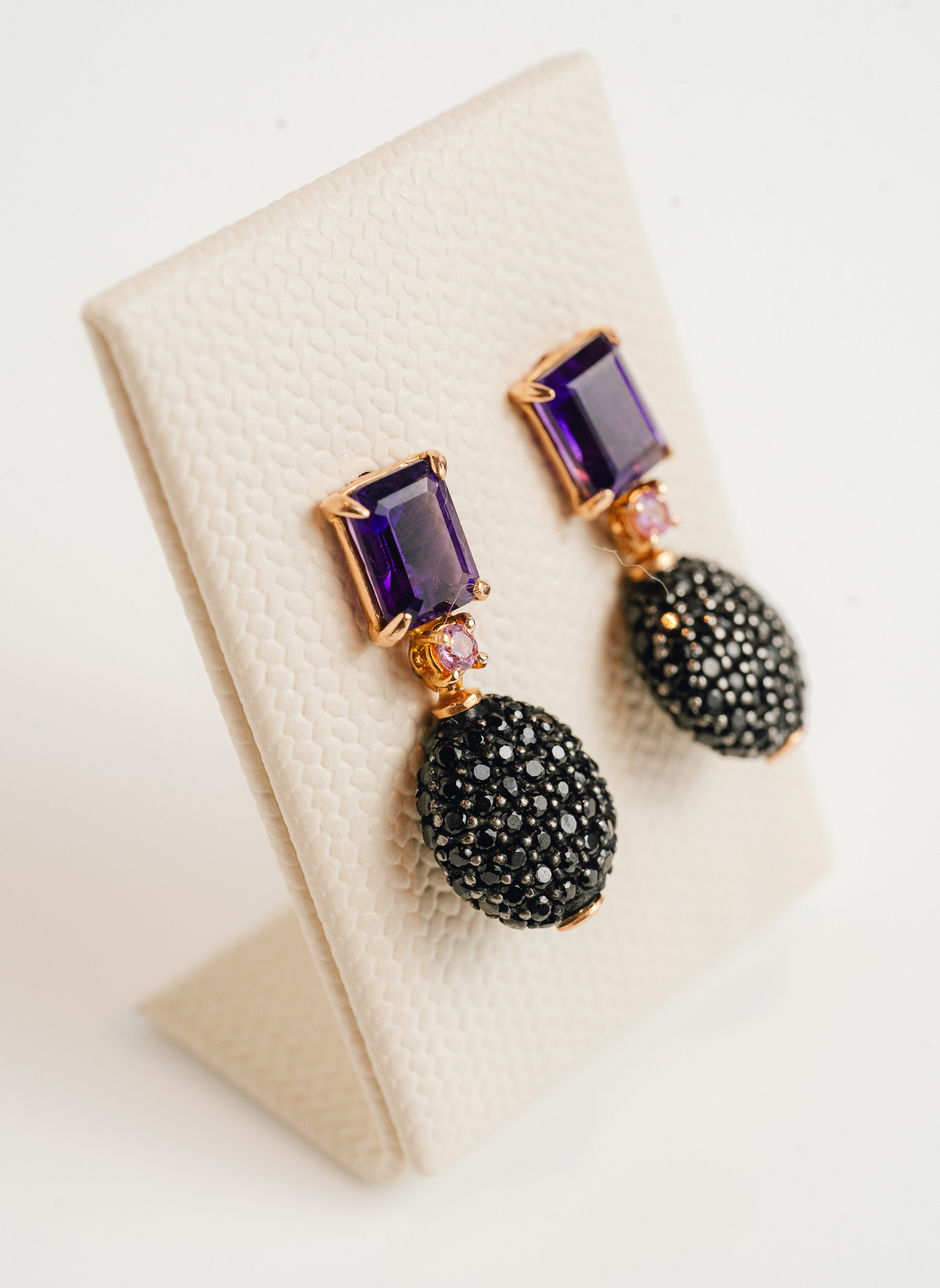 Le Gemme Amethyst and Black Spinel Earrings 