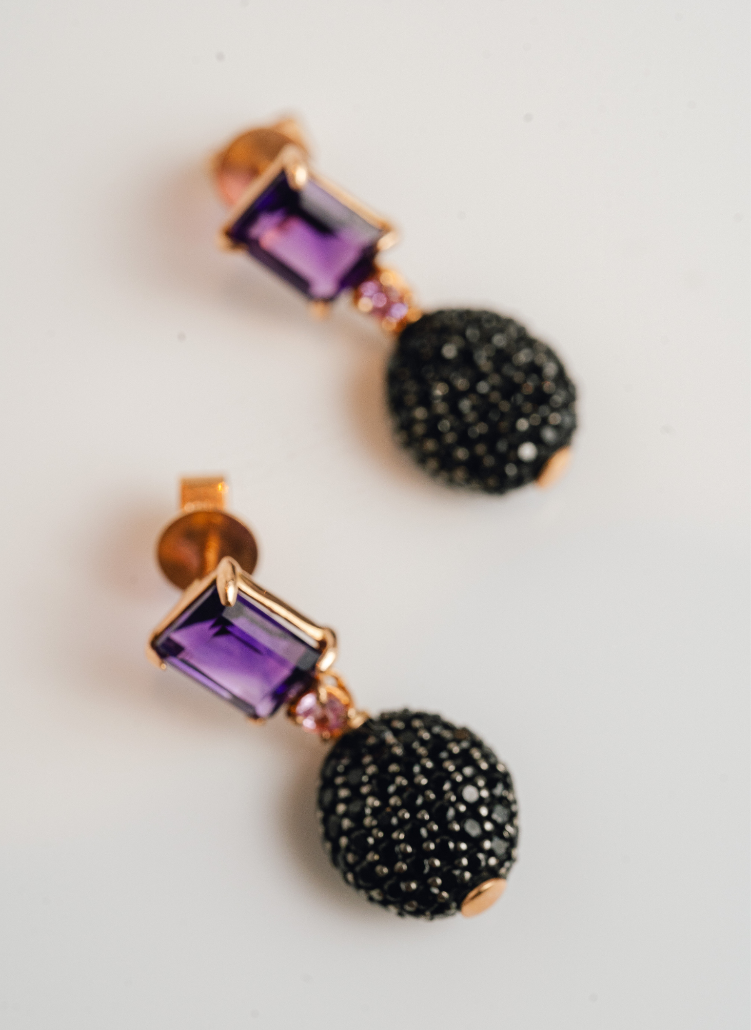 Le Gemme Amethyst and Black Spinel Earrings 