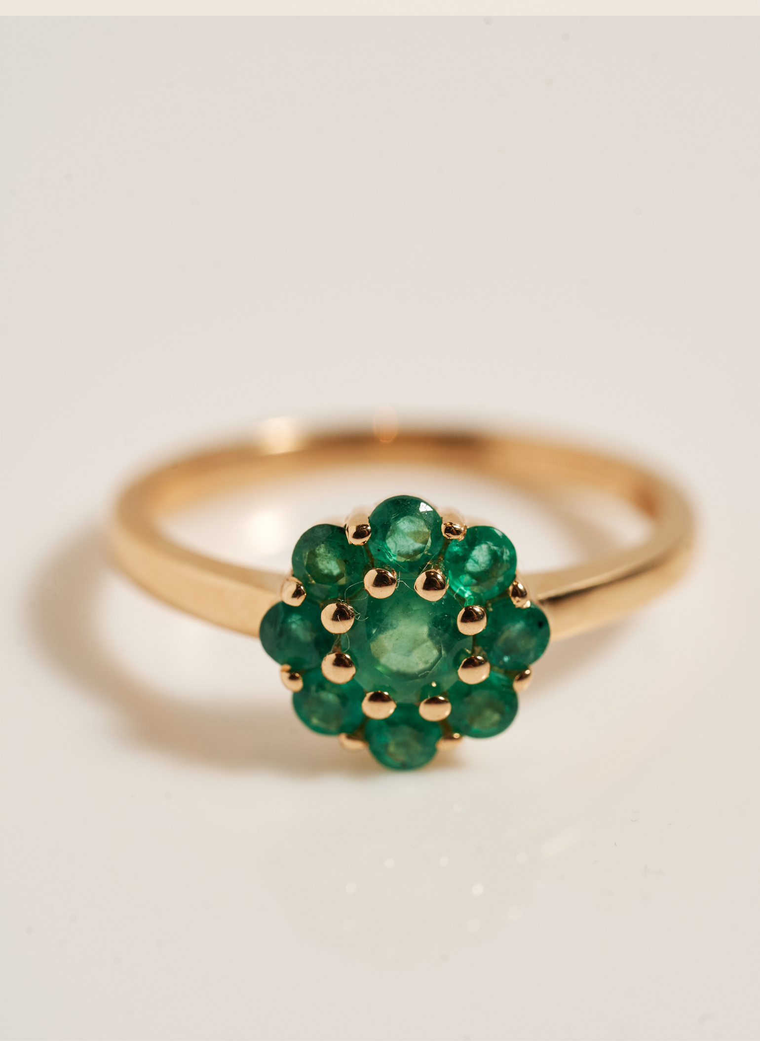 Gold and Emerald Rosette Ring