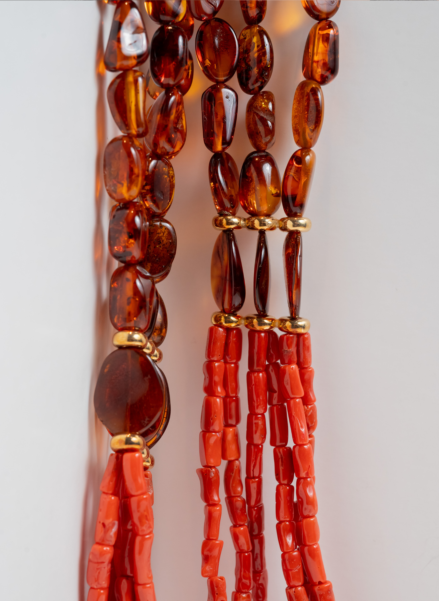 Coral and Amber Tribute Opera Necklace