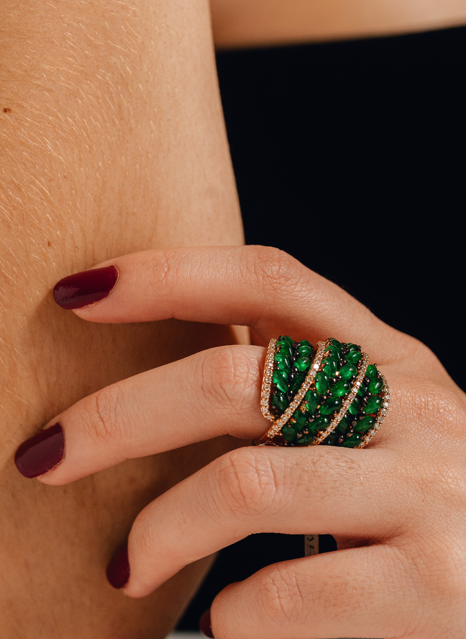 Le Gemme Ring Rose Gold, Emeralds and Diamonds