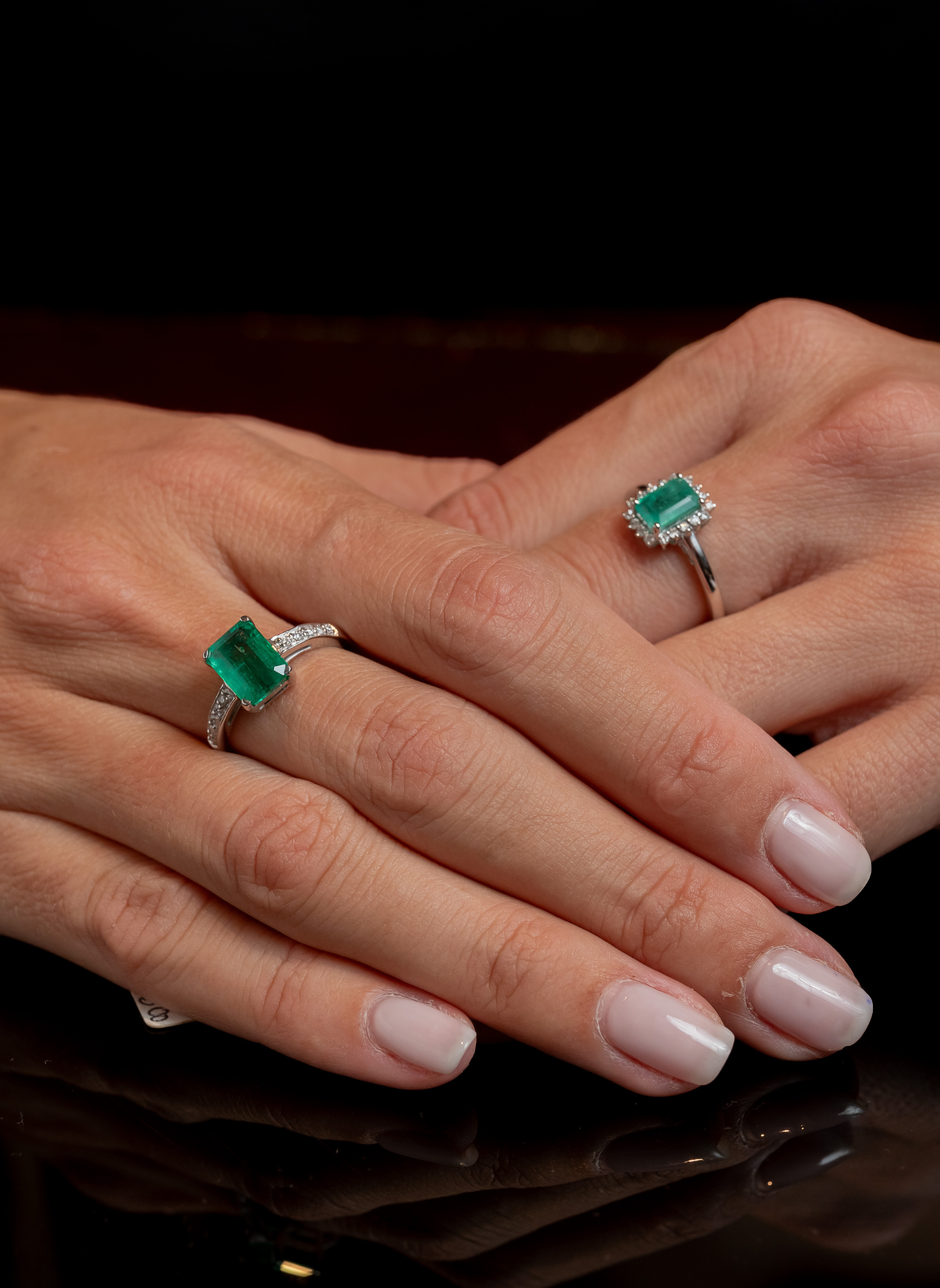 Princess Cut Emerald Ring with Diamonds
