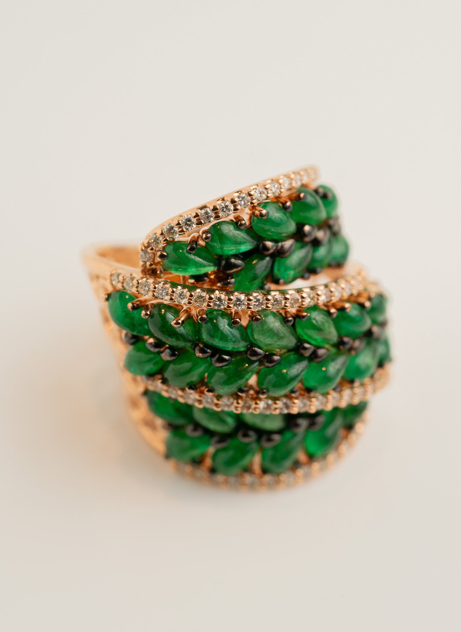 Le Gemme Ring Rose Gold, Emeralds and Diamonds