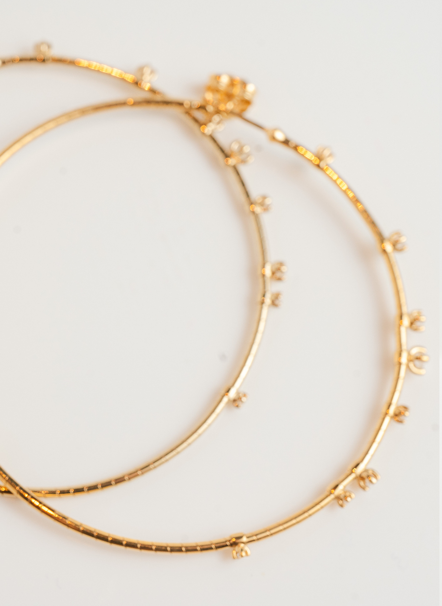 Yellow Gold and Diamond Hoops
