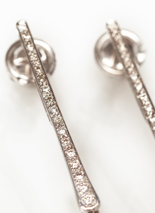 Detachable Earrings Row of Diamonds and Pear-Size Aquamarine