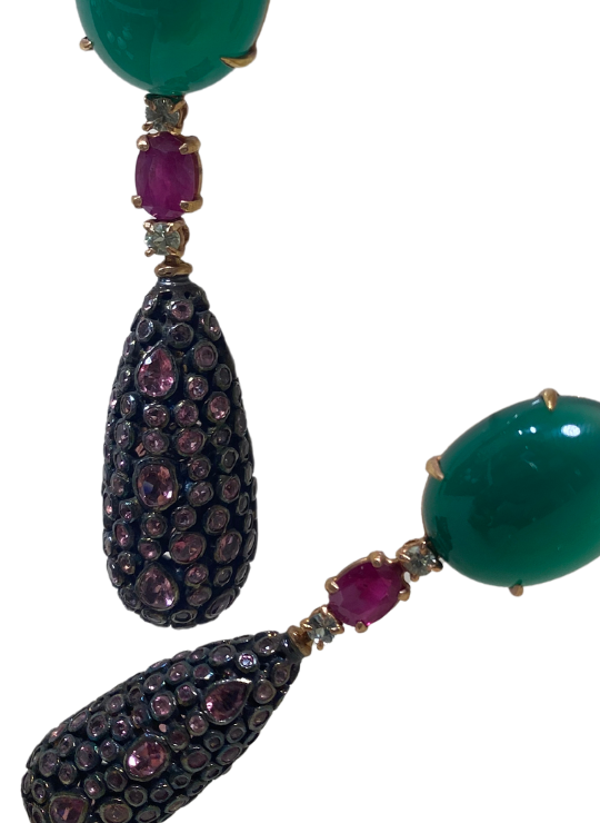 Le Gemme Agate and Ruby Earrings 