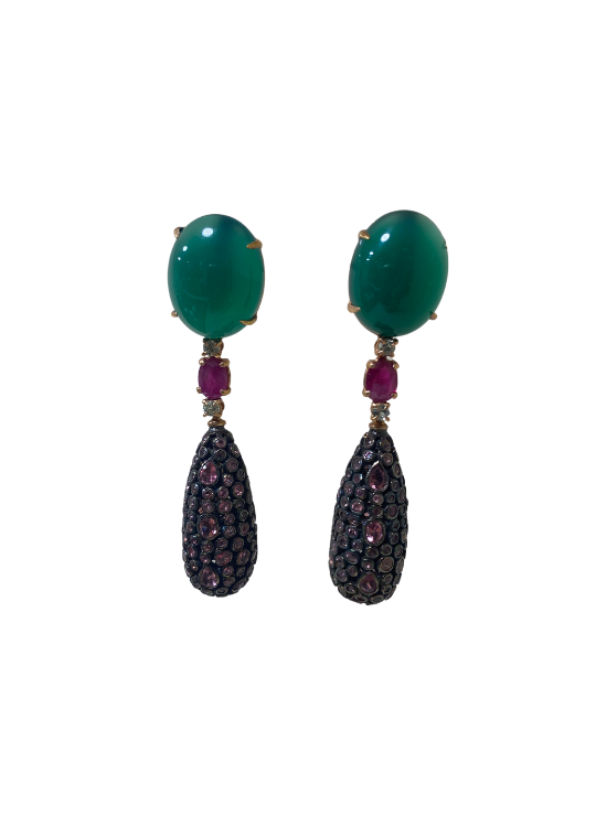 Le Gemme Agate and Ruby Earrings 
