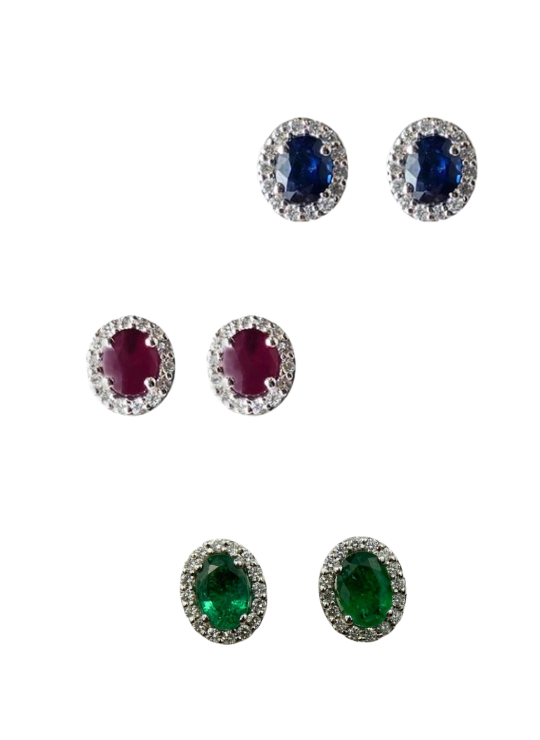 Rosette Border Earrings in Pavé with Diamonds