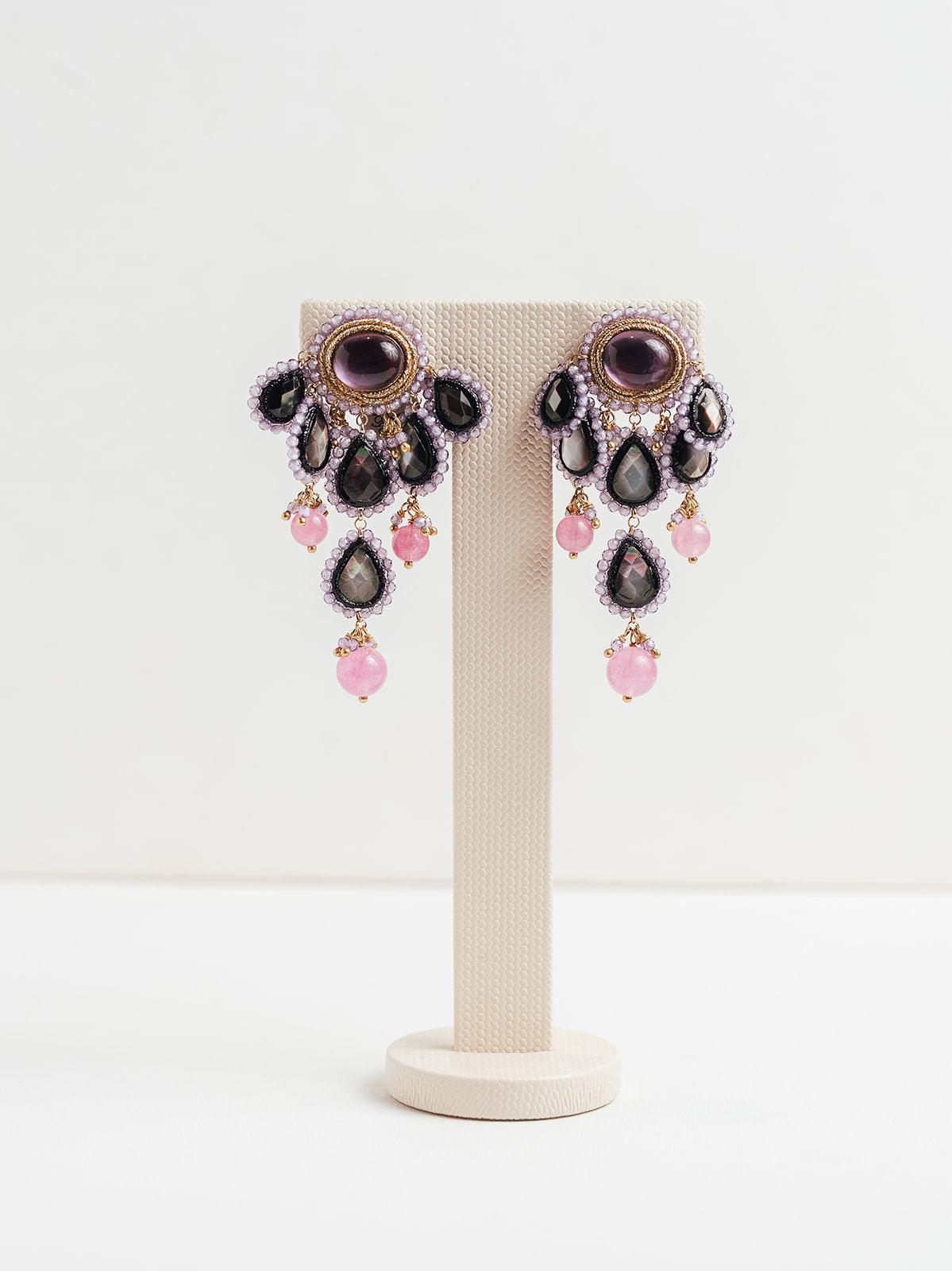 Pendientes Le Gemme Cuarzo Morados y Rosas