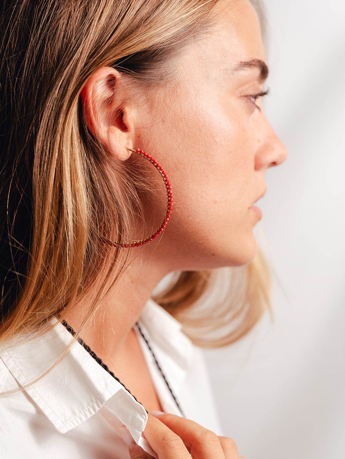 Pendientes Aros Tributo de Coral y Plata