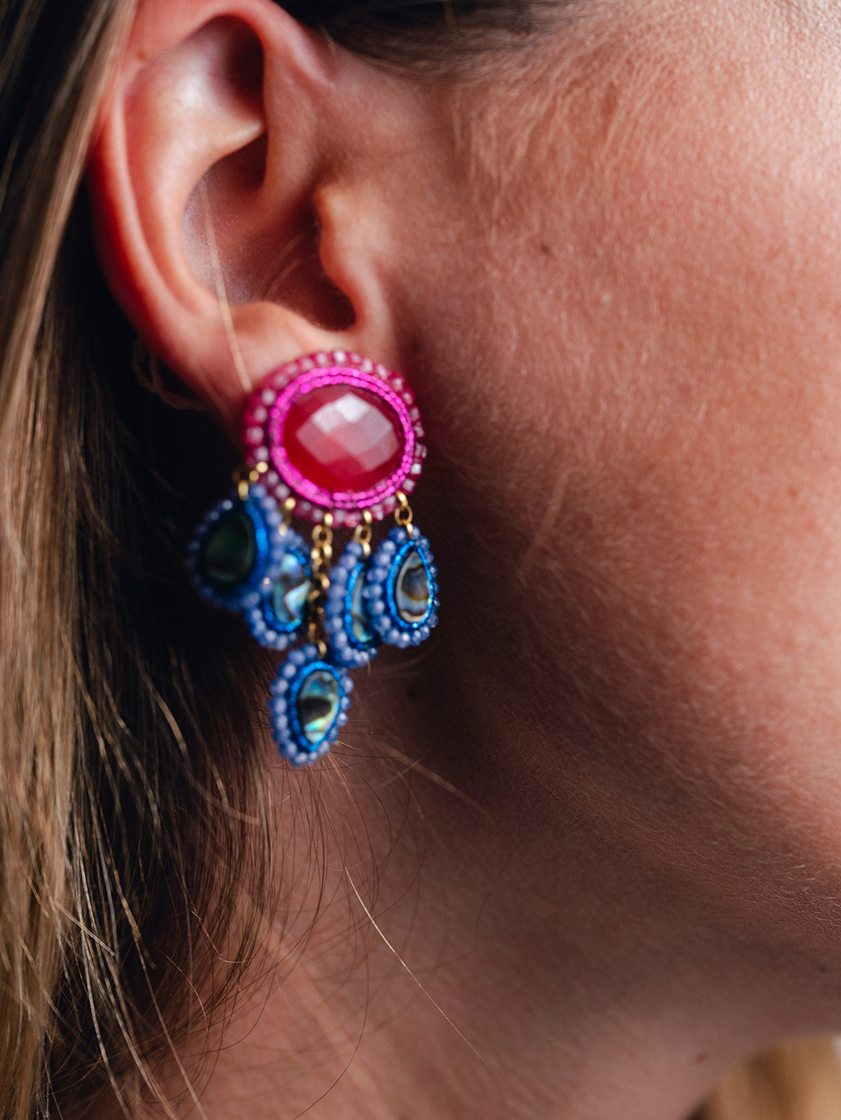 Pendientes Le Gemme Cuarzo Azul y Madreperla