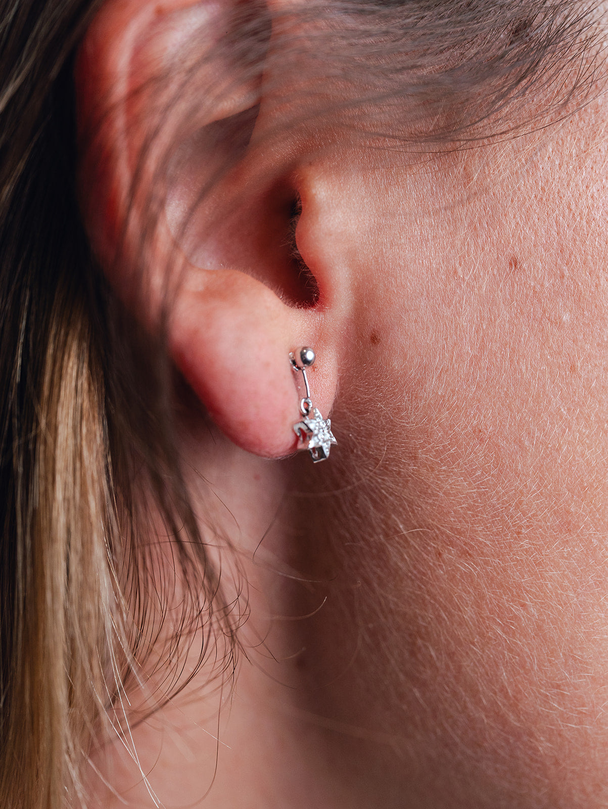 Pendientes Oro Blanco y Diamantes Estrella