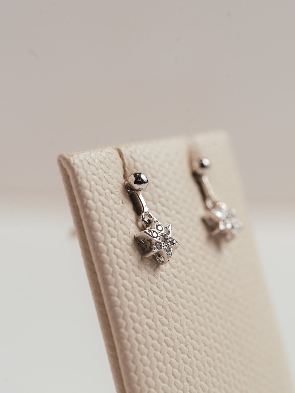 Pendientes Oro Blanco y Diamantes Estrella