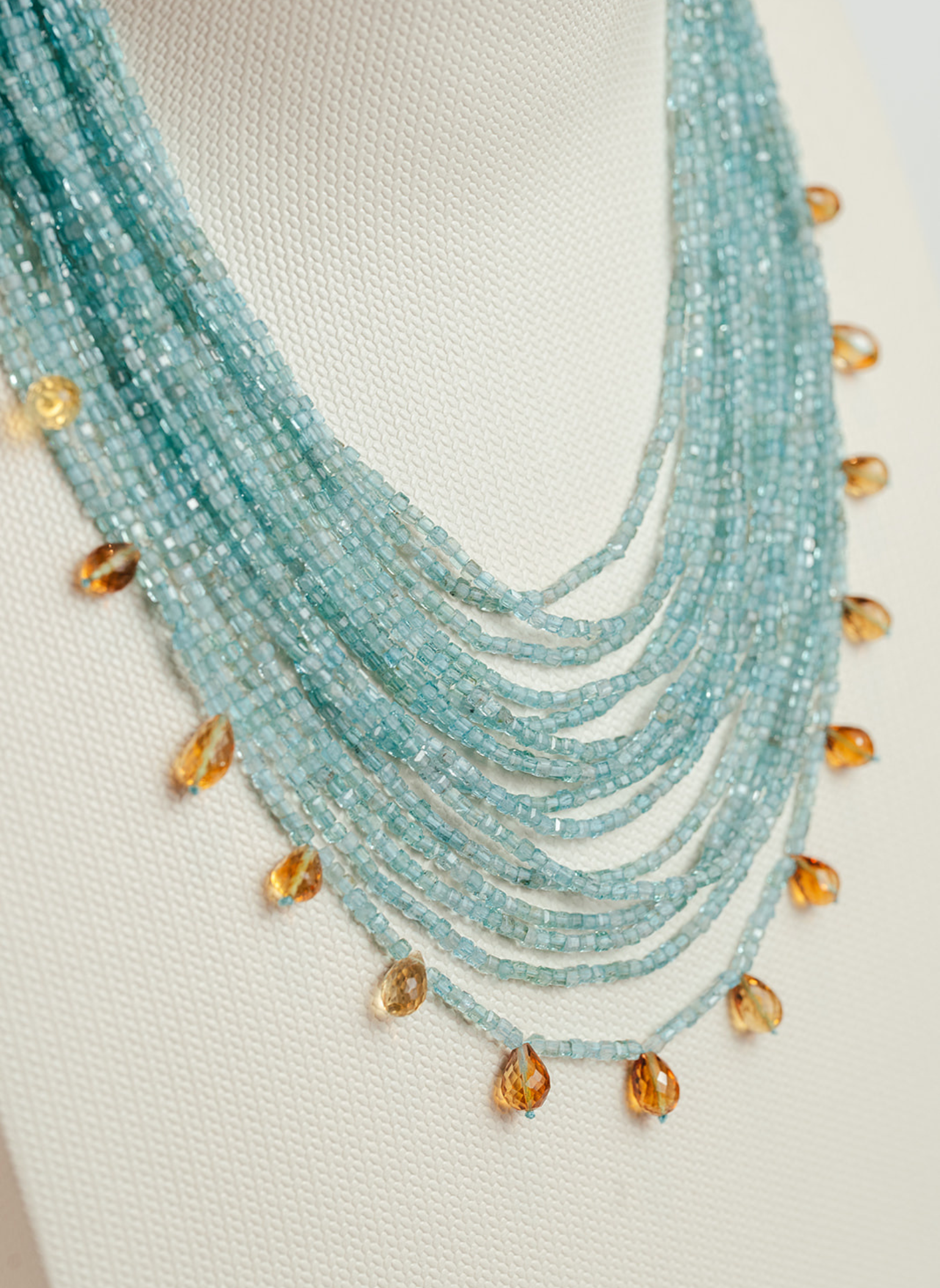 Collar Aguamarina y Cuarzo Citrino