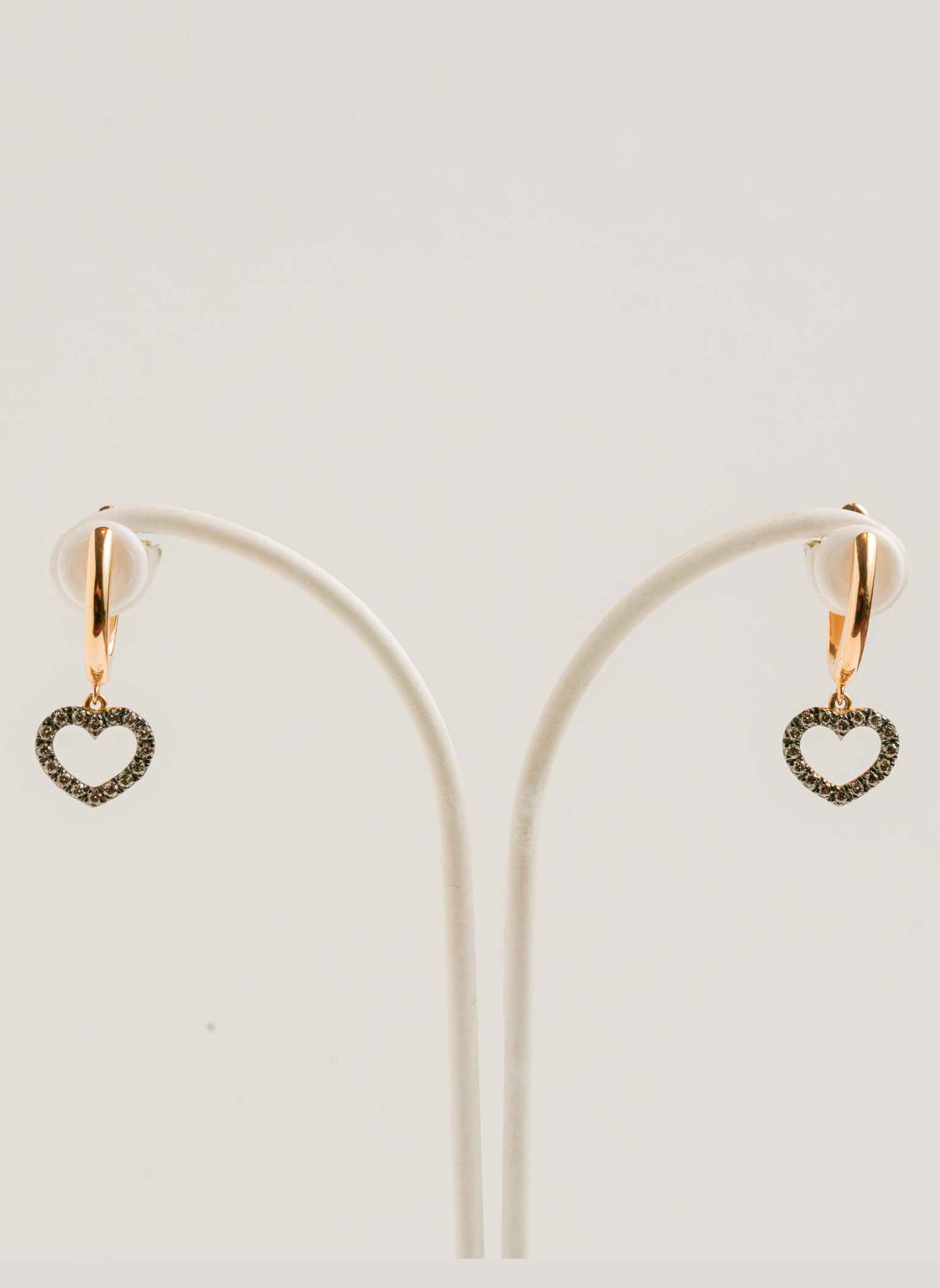 Golden Essentials Gold and Heart Hoops with Black Diamonds