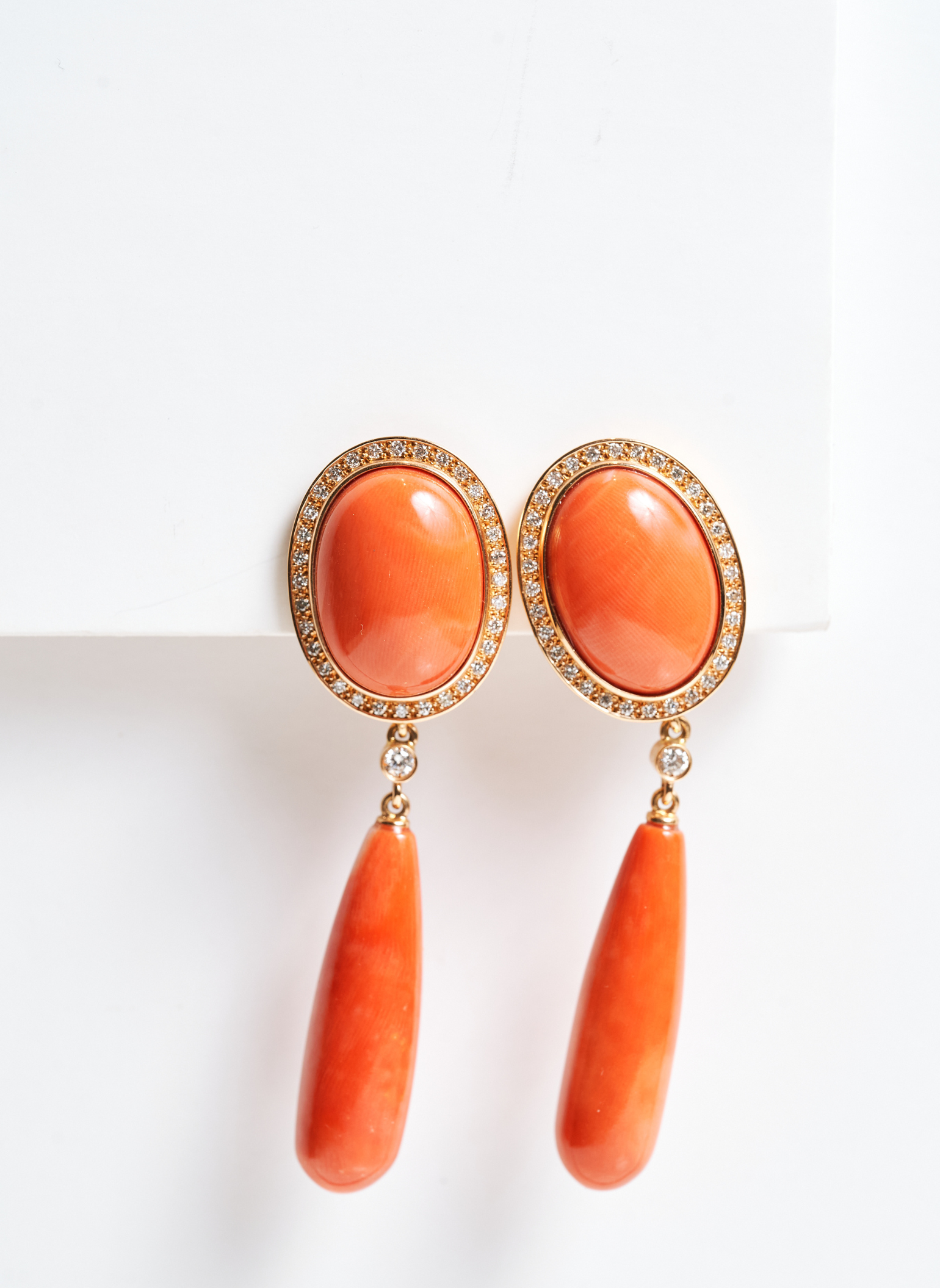 Coral Tribute Earrings with Brilliant Cut Diamonds