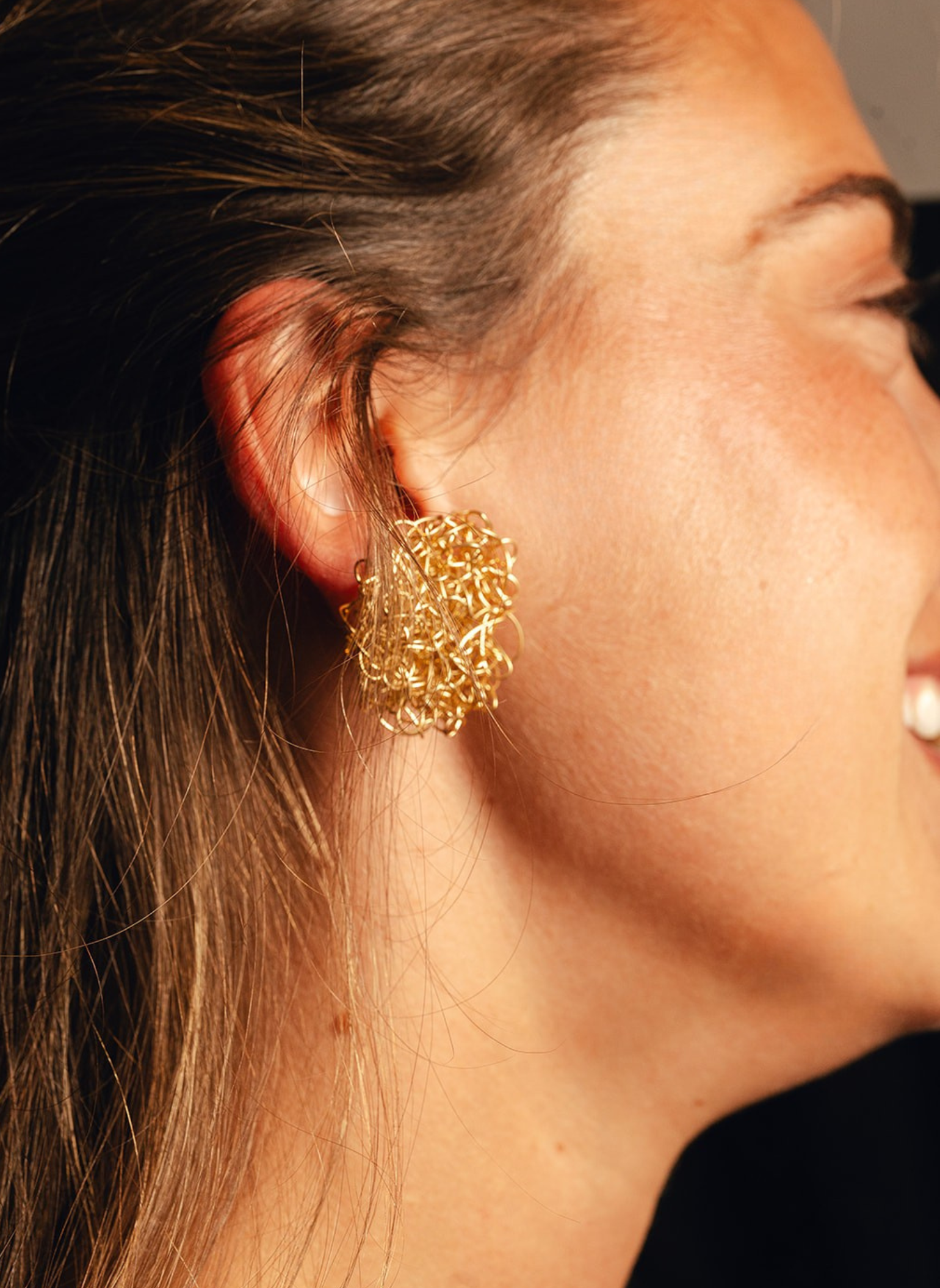 Pendientes Golden Essentials Botón