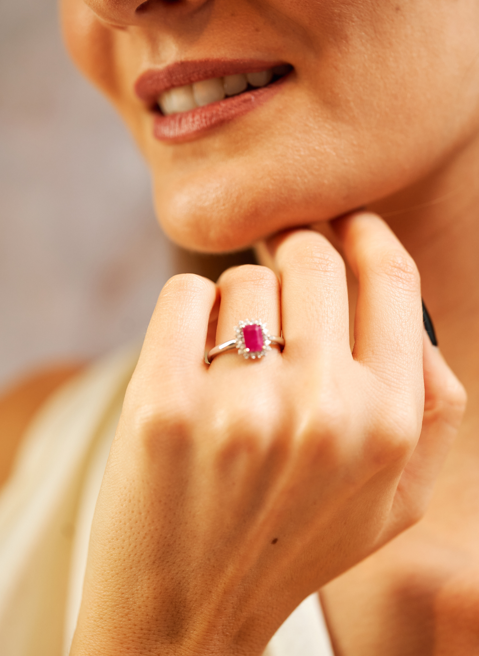 Ruby Rosette Ring Princess Cut Orla in Claw