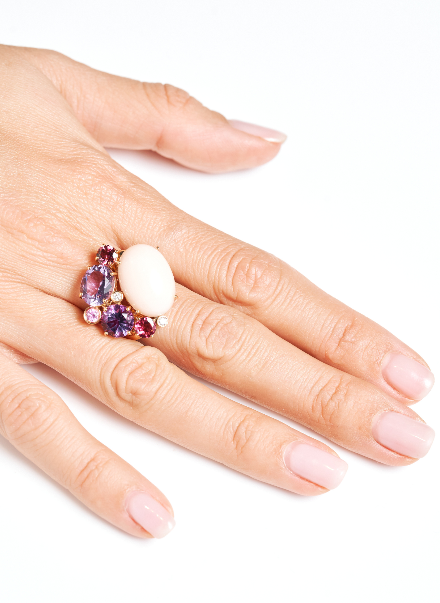 Le Gemme Ruby, Quartz, White Coral and Brilliant Ring