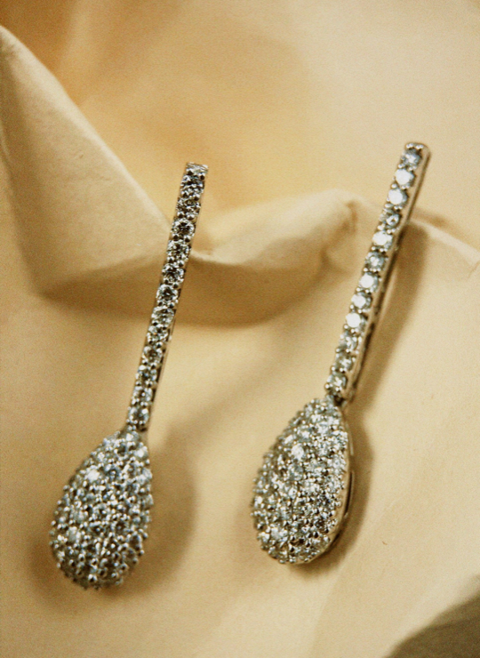 White Gold and Diamond Drop Earrings