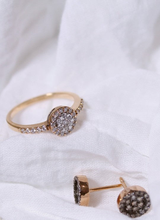 Rose Gold and Diamonds Rosette Ring
