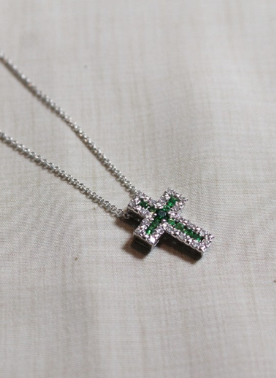 Latin Cross Pendant White Gold and Diamonds