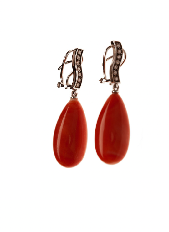 Coral Tribute Earrings White Gold and Diamonds