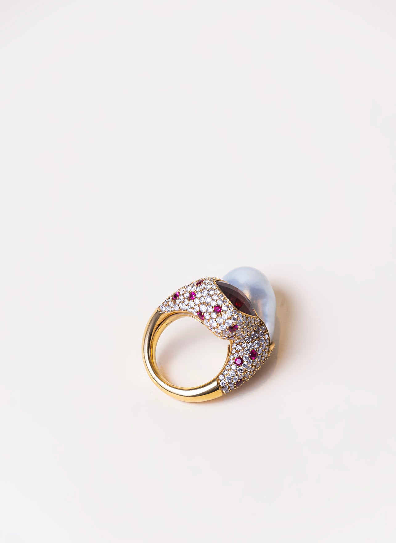 Dolce Far Niente Australian Pearl and Rhodolite Ring