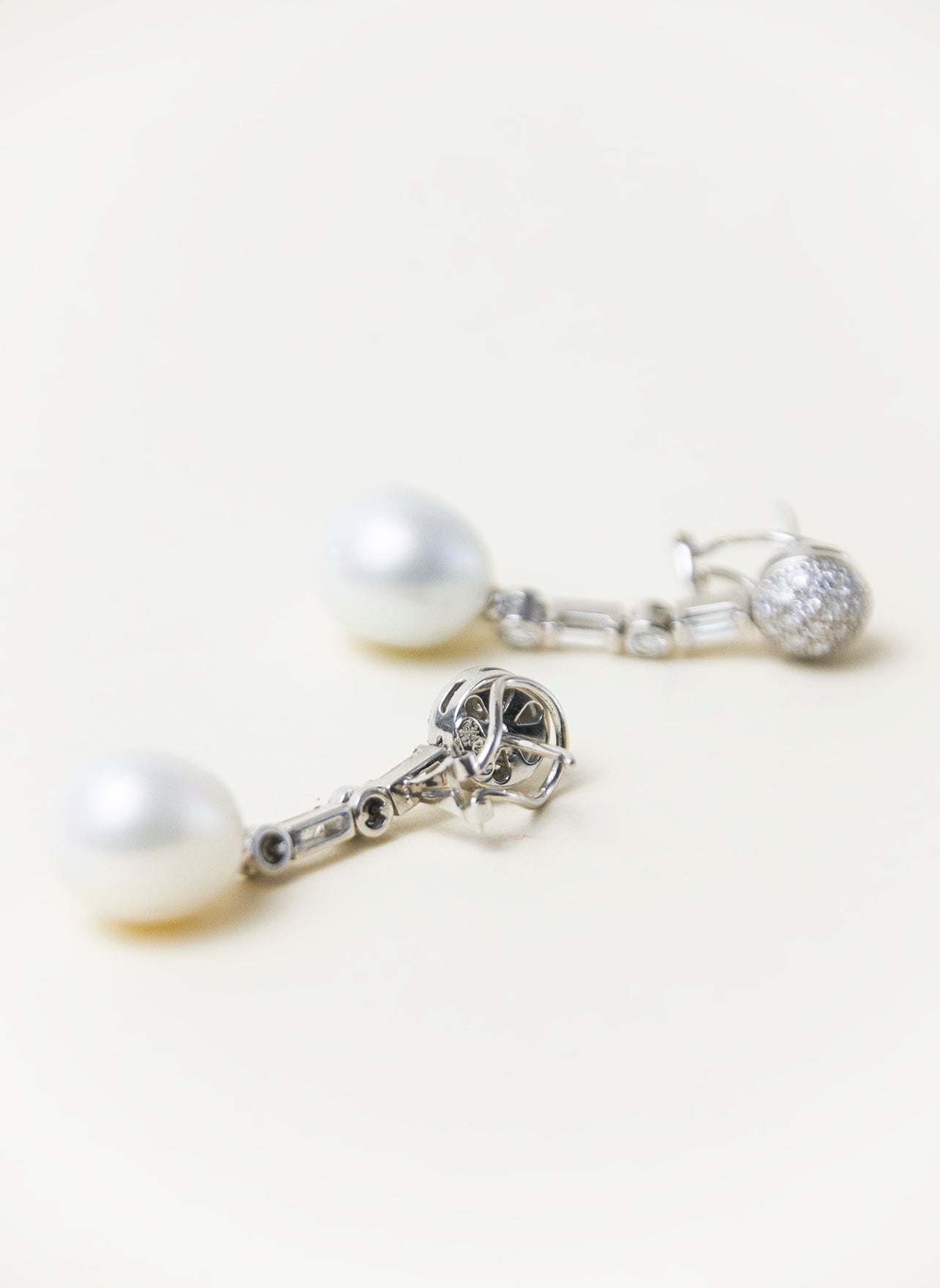Long Diamond and Pearl Earrings