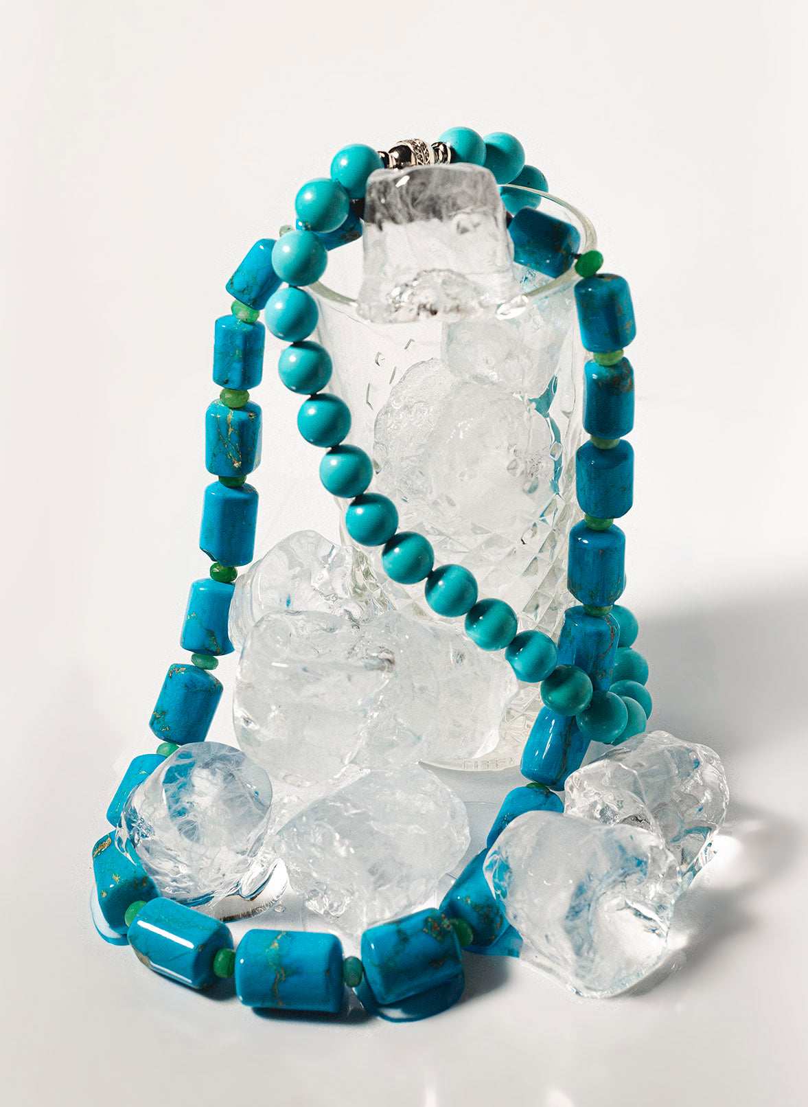 Square Amalfi Turquoise and White Gold Necklace