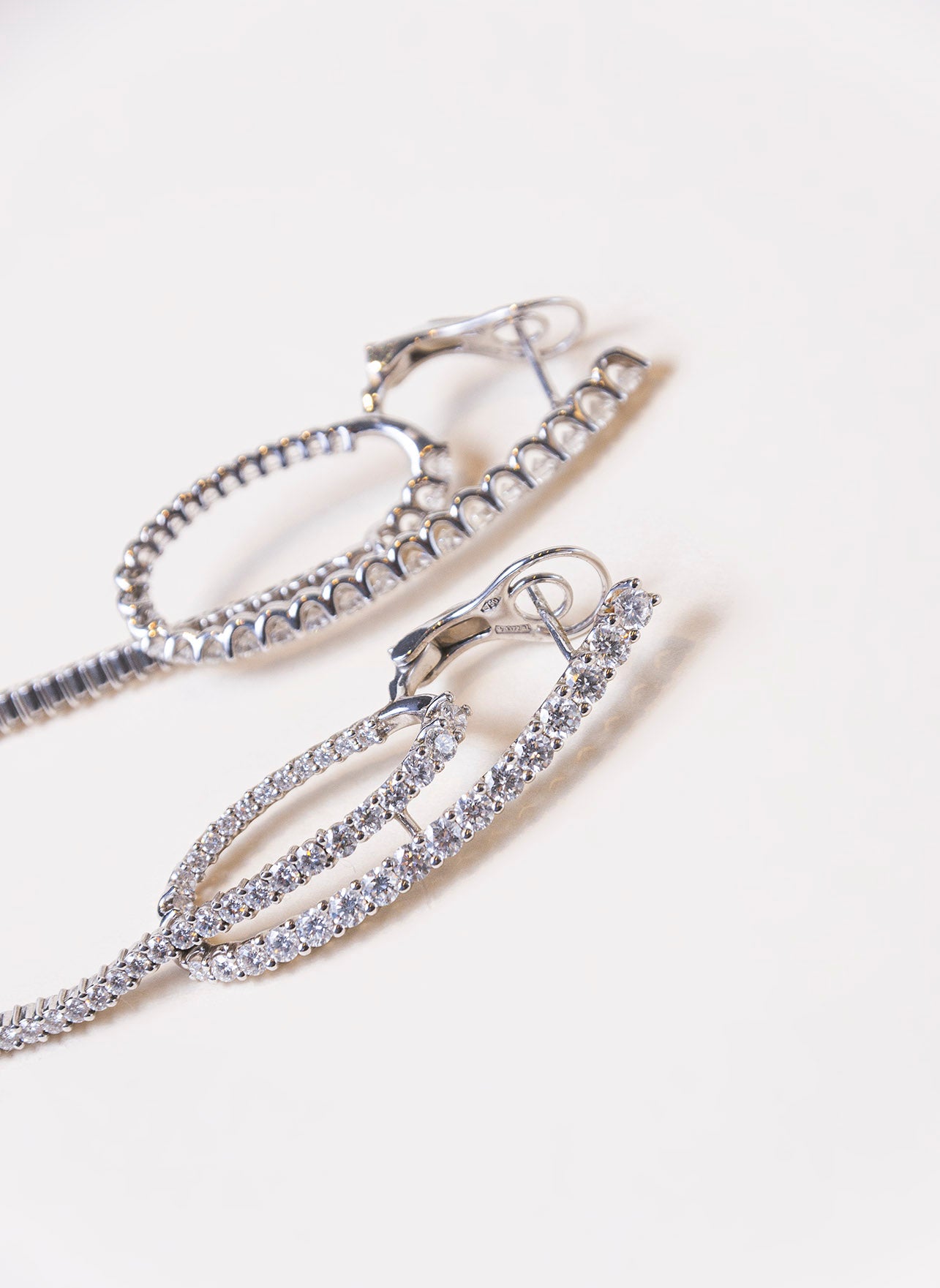 Large White Gold and Diamond Earrings