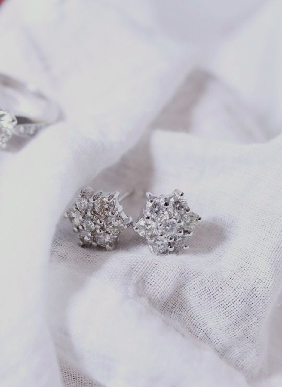 Star Earrings with Brilliant Cut Diamonds