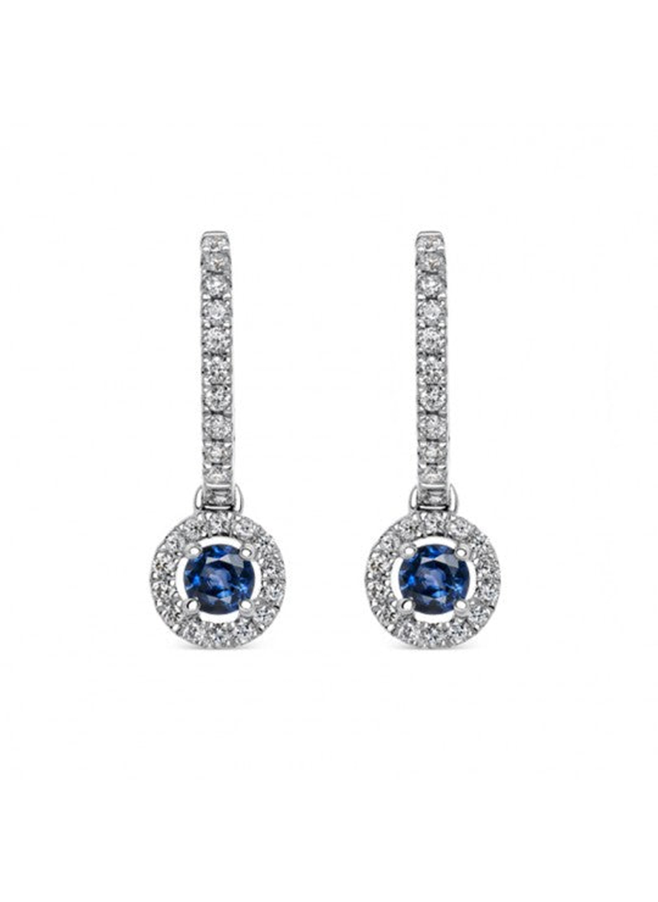 Rosette Sapphire and Pavé Diamond Border Earrings