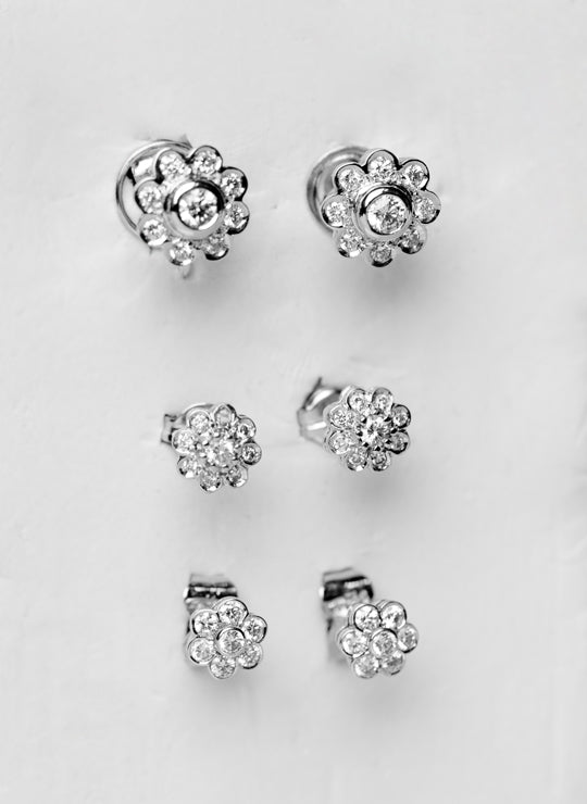 Pavé Diamond Rosette Stud Earrings