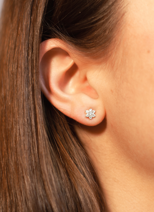 Rosette Diamond Claw Sleeper Earrings