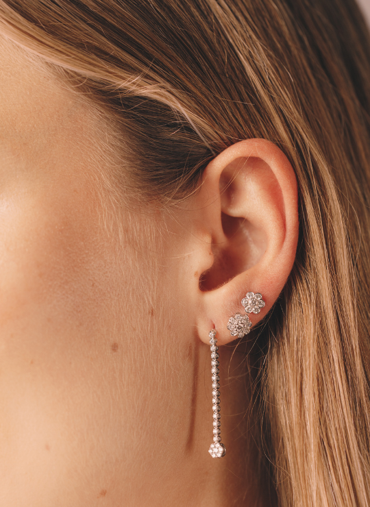 Pavé Diamond Rosette Stud Earrings